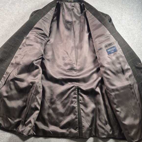 Brooks Brothers Blazer Men's 48L Windowpane Check Herringbone Lambswool Jacket - Picture 7 of 12